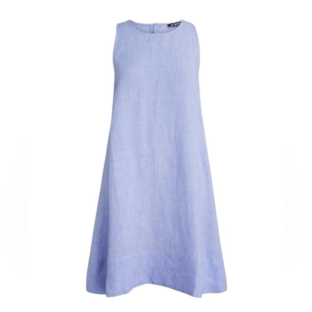 J. Crew Maxine Button Back Light Blue Linen Sleeveless Dress size XS